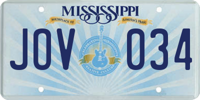 MS license plate JOV034