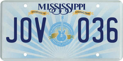 MS license plate JOV036