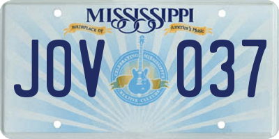 MS license plate JOV037