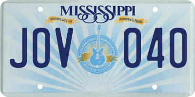 MS license plate JOV040