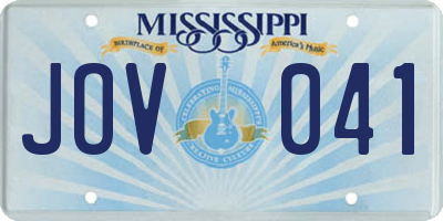MS license plate JOV041