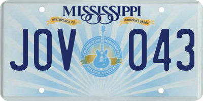 MS license plate JOV043