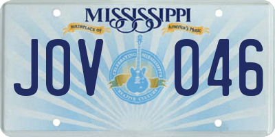 MS license plate JOV046
