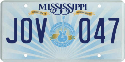 MS license plate JOV047