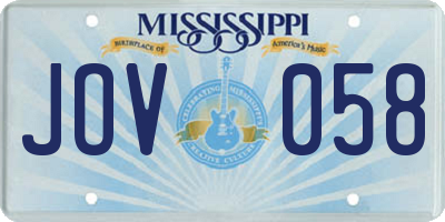 MS license plate JOV058
