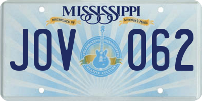 MS license plate JOV062