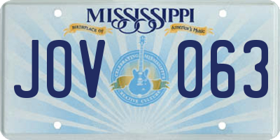 MS license plate JOV063
