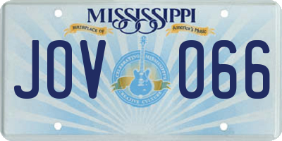 MS license plate JOV066