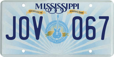 MS license plate JOV067