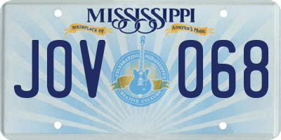 MS license plate JOV068