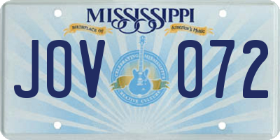 MS license plate JOV072
