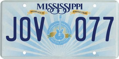 MS license plate JOV077