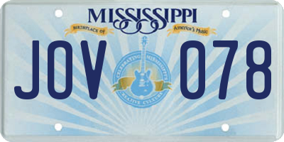 MS license plate JOV078