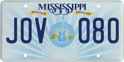 MS license plate JOV080