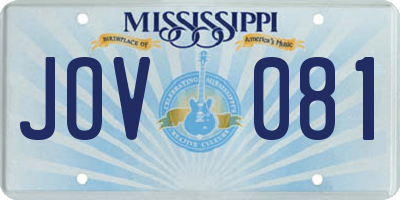 MS license plate JOV081