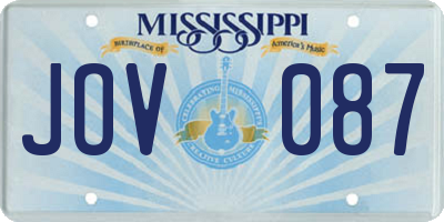 MS license plate JOV087