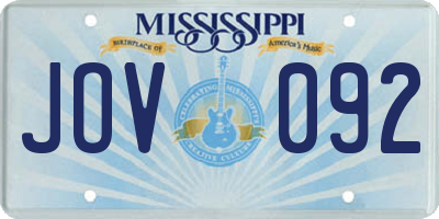 MS license plate JOV092