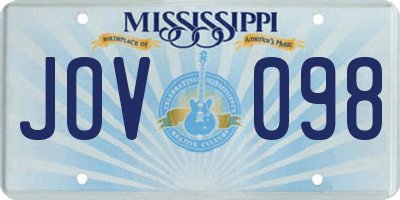 MS license plate JOV098