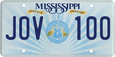 MS license plate JOV100