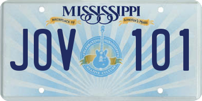 MS license plate JOV101