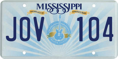 MS license plate JOV104