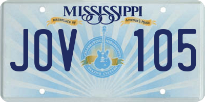 MS license plate JOV105