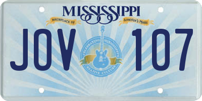 MS license plate JOV107