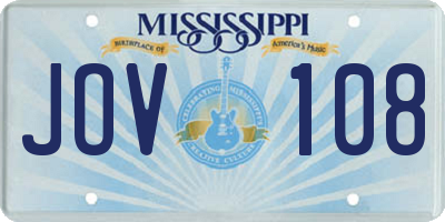 MS license plate JOV108