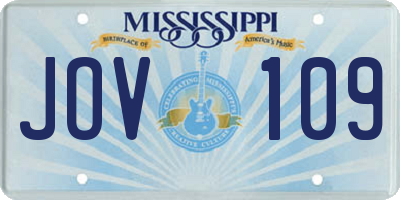 MS license plate JOV109
