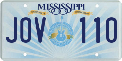 MS license plate JOV110