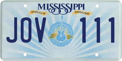MS license plate JOV111