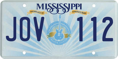 MS license plate JOV112