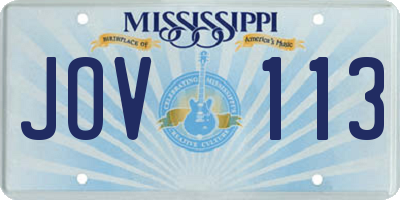 MS license plate JOV113
