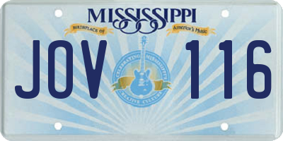 MS license plate JOV116