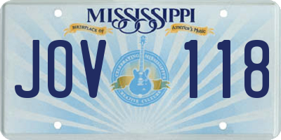 MS license plate JOV118