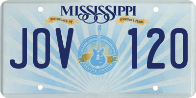 MS license plate JOV120
