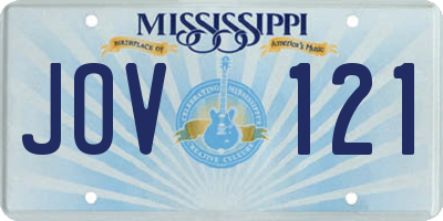 MS license plate JOV121