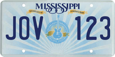 MS license plate JOV123