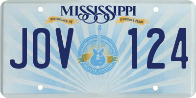 MS license plate JOV124