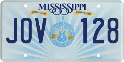 MS license plate JOV128