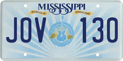 MS license plate JOV130
