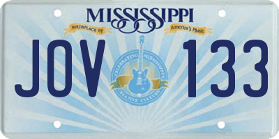 MS license plate JOV133
