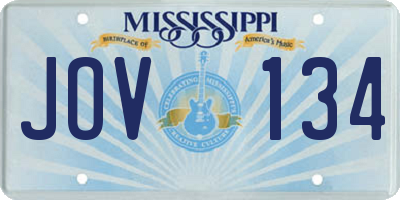 MS license plate JOV134