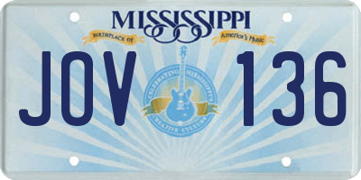MS license plate JOV136
