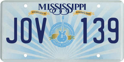 MS license plate JOV139