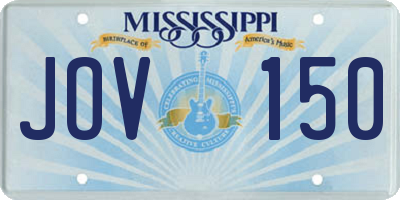 MS license plate JOV150
