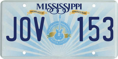 MS license plate JOV153
