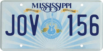 MS license plate JOV156