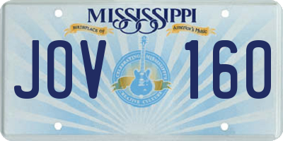 MS license plate JOV160