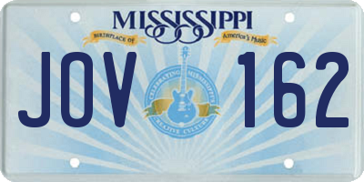 MS license plate JOV162
